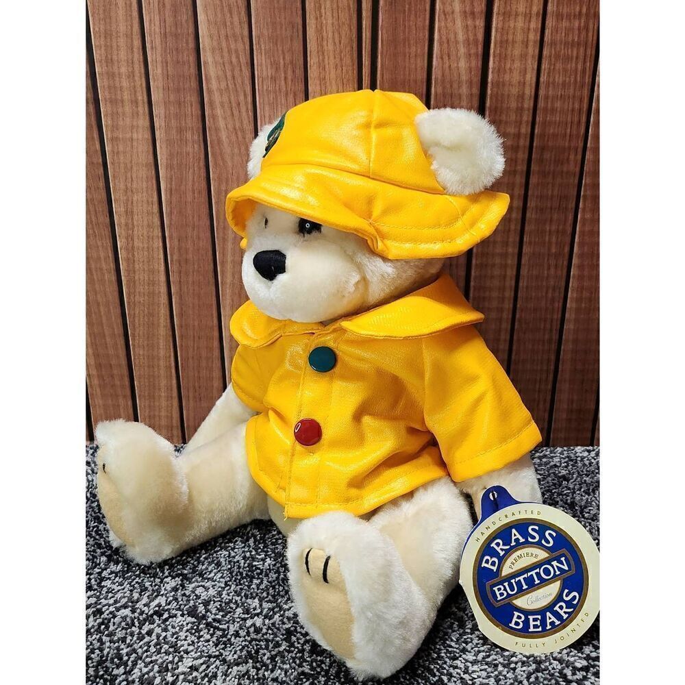 Collectable 1996 Brass Button Bear Collection Rain Coat Bear "Harper" #A85